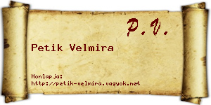 Petik Velmira névjegykártya